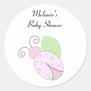 Pink Ladybug Baby Shower Classic Round Sticker