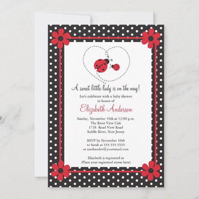 Pink Ladybug Baby Shower Invitation (Front)