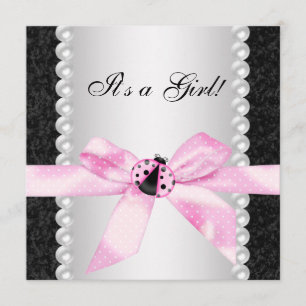 Pink Ladybug Baby Shower Invitations