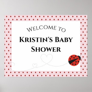Pink Ladybug Baby Shower Welcome Sign