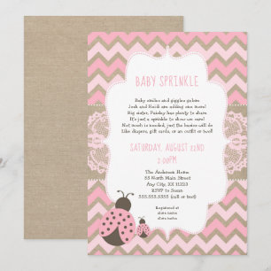 Pink Ladybug Baby Sprinkle, girl baby shower Invitation