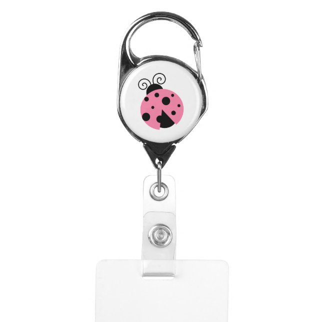 Pink Ladybug Badge Holder (Front)