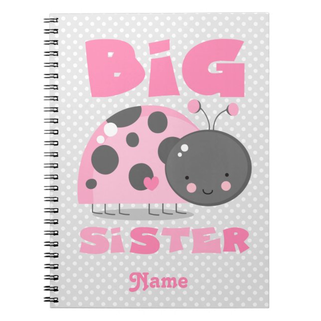 Pink Ladybug Big Sister Notebook (Front)