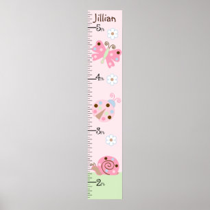 Pink Ladybug & Butterfly Growth Chart
