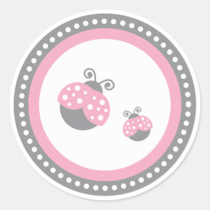 Pink Ladybug Classic Round Sticker