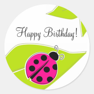 Pink Ladybug Cupcake Toppers Classic Round Sticker