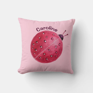 Pink Ladybug Cute Girl Name Cushion