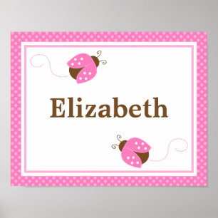Pink Ladybug Dots Personalised Name Wall Art