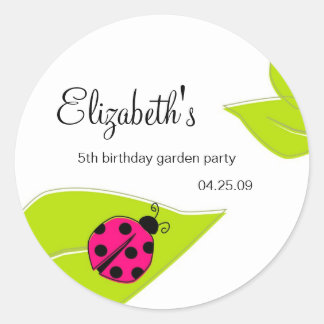 Pink Ladybug Favour Stickers