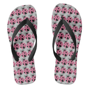 Pink Ladybug Flip Flops