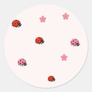 Pink Ladybug Garden Pattern Sticker