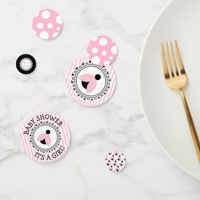 Pink Ladybug Girl's Baby Shower Confetti (Group)