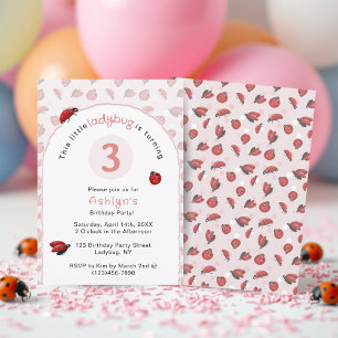 Pink Ladybug Girls Birthday  Invitation