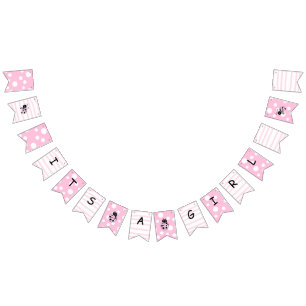 Pink Ladybug Its a Girl Baby Shower Bunting