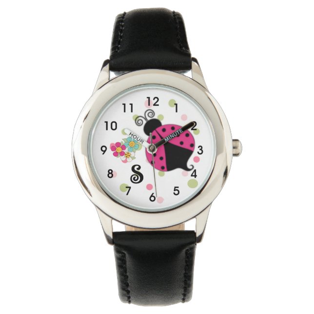 Pink Ladybug Monogram Watch (Front)