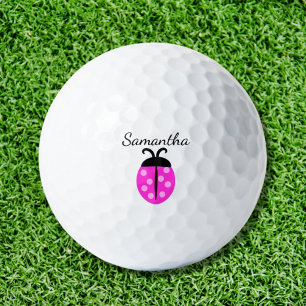 Pink Ladybug Name Golf Balls