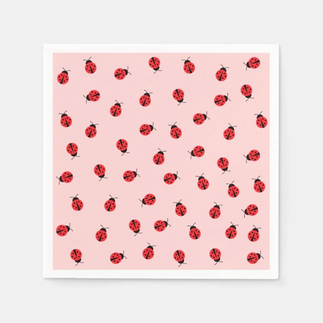 Pink Ladybug Paper Napkins (Front)