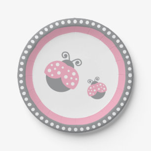 Pink Ladybug Paper Plate