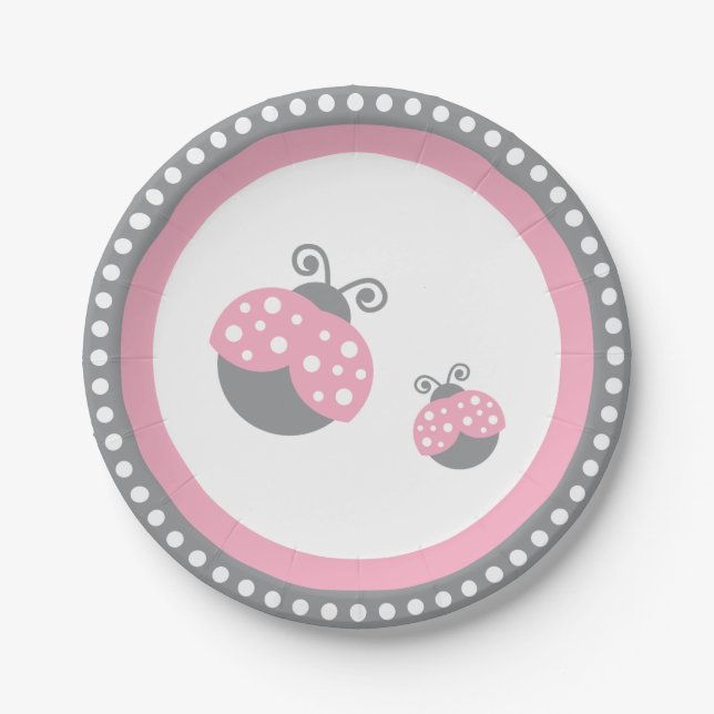 Pink Ladybug Paper Plate (Front)