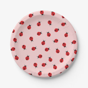 Pink Ladybug Paper Plates