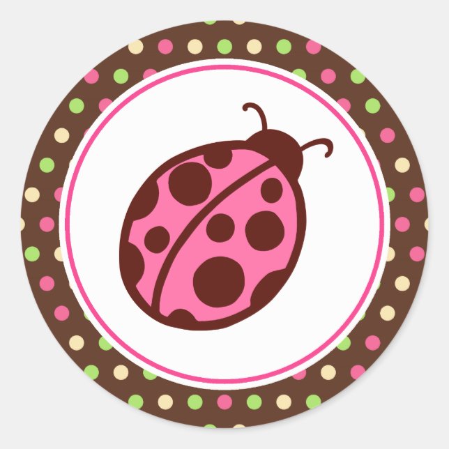 Pink Ladybug Party Stickers (Front)