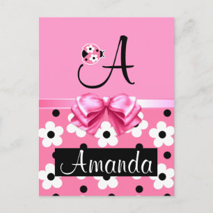 Pink Ladybug: Personalise Postcard