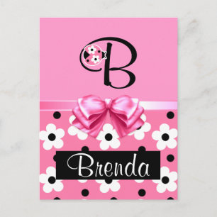 Pink Ladybug: Personalise Postcard