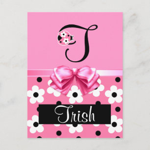 Pink Ladybug: Personalise Postcard