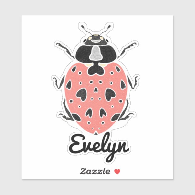 Pink Ladybug Personalised Name Sticker (Sheet)