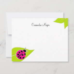 Pink Ladybug Personalised Stationery Card