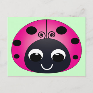 Pink Ladybug Postcard