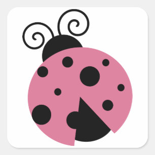 Pink Ladybug Square Sticker