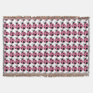 Pink Ladybug Throw Blanket