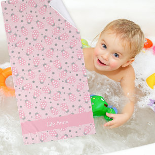 Pink Ladybug towel set with name