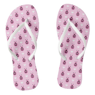 Pink Ladybugs Flip Flops