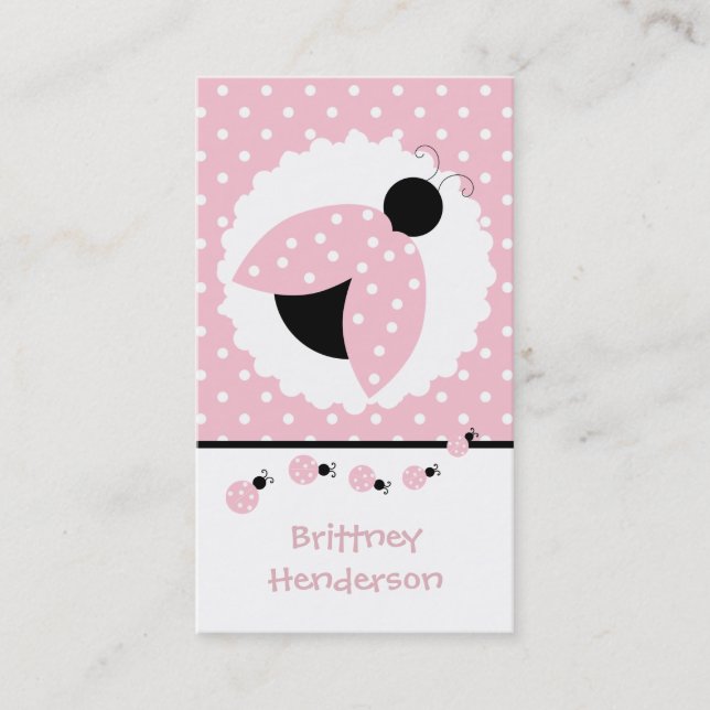 Pink Ladybugs Girly Play Date Card (Front)