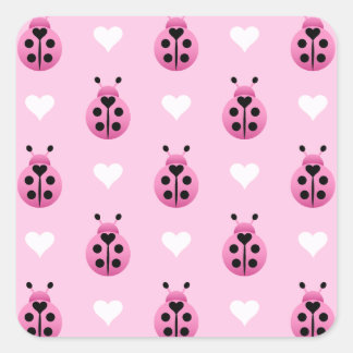 Pink Ladybugs Square Sticker