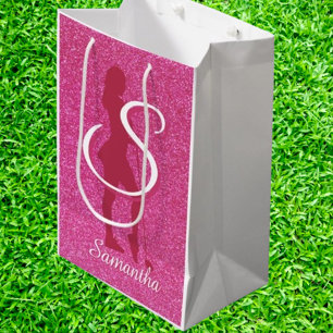  PINK LADYS GLITTER MEDIUM GIFT BAG