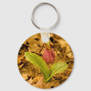 Pink Lady's Slipper Key Ring