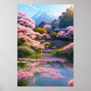 Pink Lake in the Forest Poster