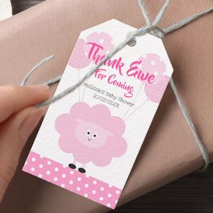 Pink Lamb Girl Thank You Baby Shower Cute Sweet Gift Tags