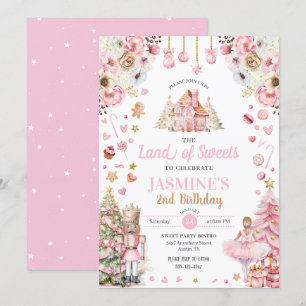 Pink Land of Sweets Sugar Plum Fairy Nutcracker Invitation