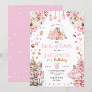 Pink Land of Sweets Sugar Plum Fairy Nutcracker Invitation