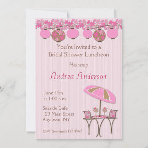 Pink Lantern Luncheon Shower Invitation