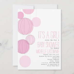 Pink Lanterns Baby Shower Invitation