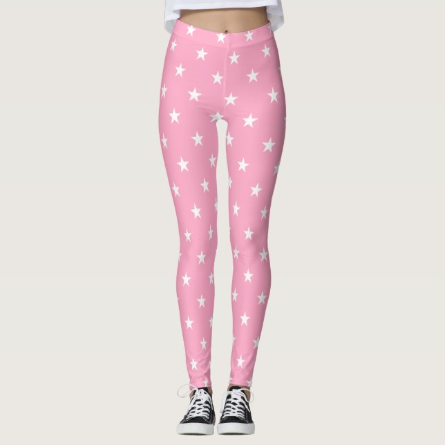 Pink Large Stars Leggings (Front)