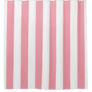 Pink Large Vertical Stripes Shower Curtain