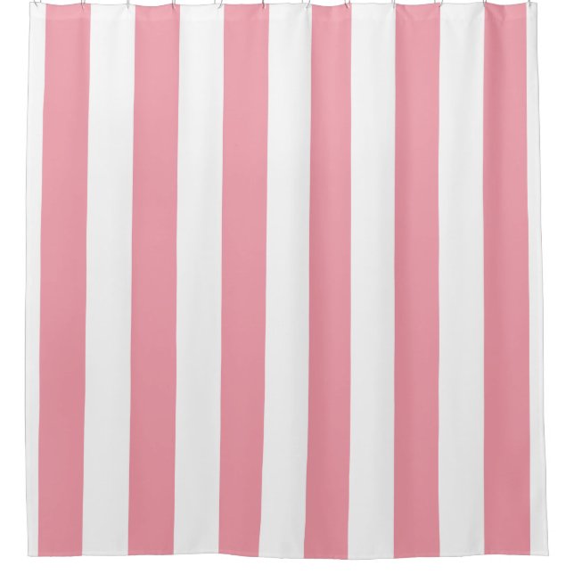 Pink Large Vertical Stripes Shower Curtain (Front)