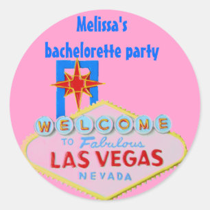 Pink Las Vegas Bachelorette Classic Round Sticker