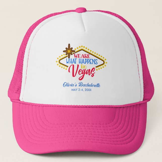 Pink Las Vegas Bachelorette Party Trucker Hats (Front)